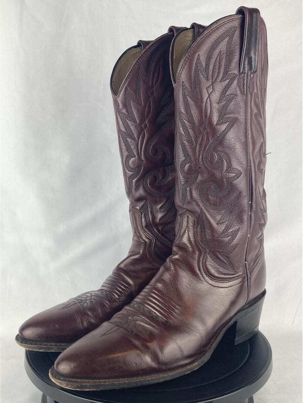 Women’s 9 Dan Post Milwaukee 16773 Black Cherry Leather Western Cowboy Boots